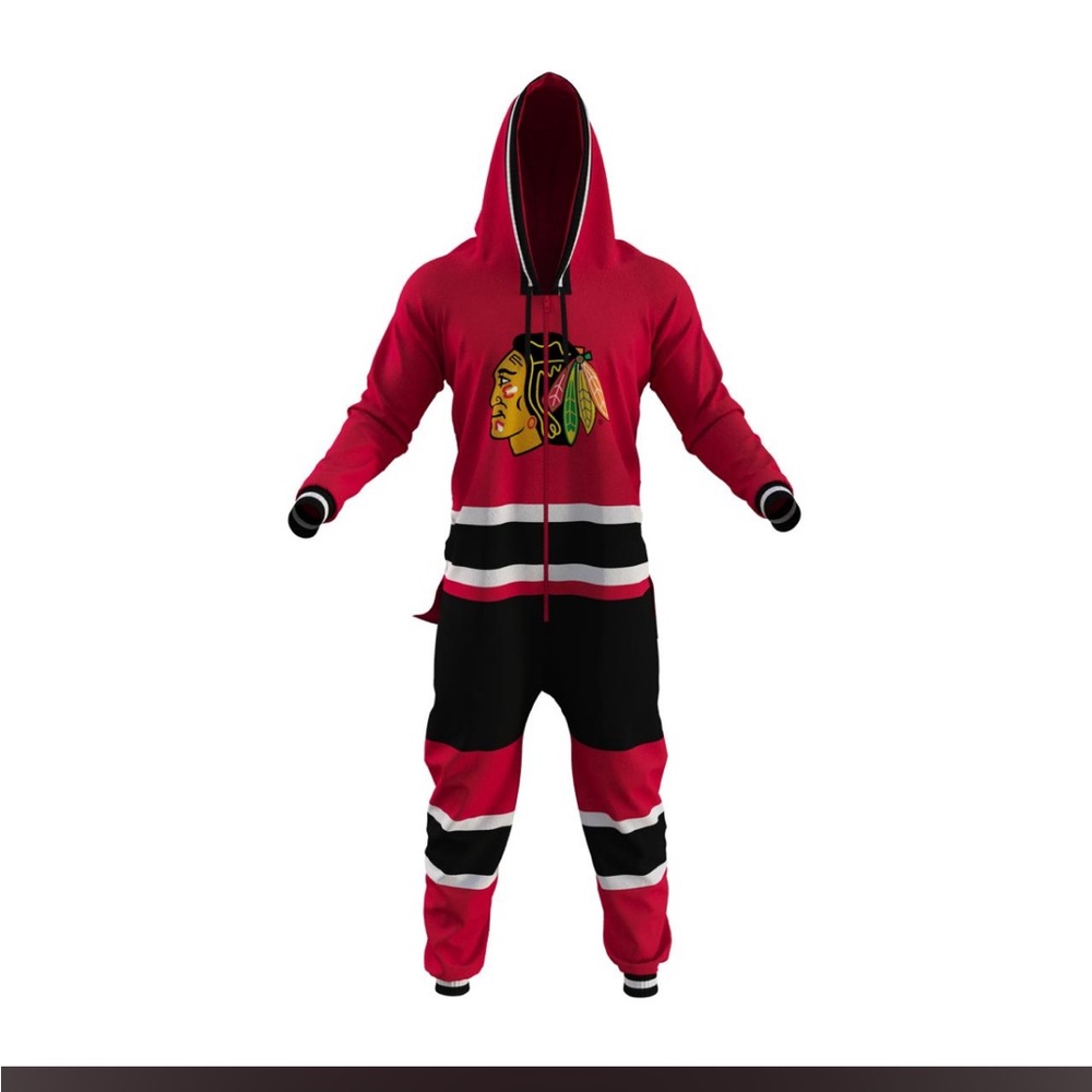 Hockey Sockey Unisex Chicago Blackhawks Full Uniform 5 Hole Trapper Flap Hoodie